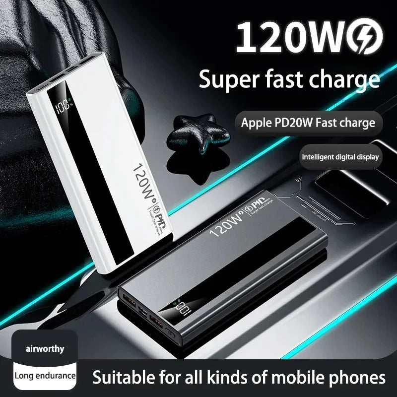 Power Bank 120W Fast Charging Large Capacity Power Bank PD 20W Suitable For All Mobile Phones Long Endurance